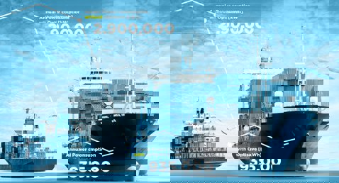 Fragtskibe med Optisave, der reducerer det årlige energiforbrug fra 2.900.000 til 935.000 kWh.