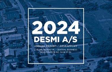 Forside af 2024 DESMI A/S årsrapport med baggrund af luftfoto.