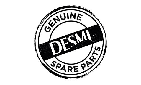 DESMI genuine reserve dele logo i et cirkulært stempeldesign.