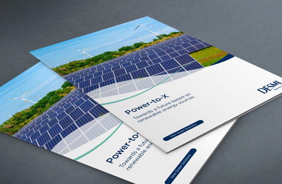 DESMI brochurer med solpaneler og vindmøller til vedvarende energiløsninger.
