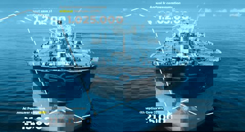 Stor skib viser sammenligning af energiforbrug med og uden Optisave-teknologi.