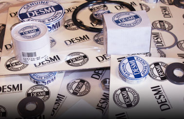 DESMI originale reservedele emballage, inklusive pakninger og ringe, til væskehåndtering.