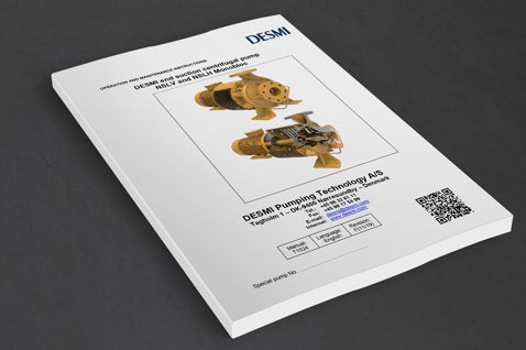 DESMI pumpe manual forside, der viser NSLV og NSLH Monobloc centrifugalpumper.