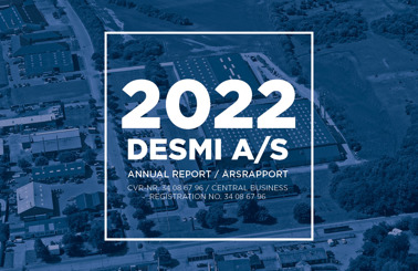 DESMI A/S 2022 årsrapport forside med luftfoto af faciliteter.
