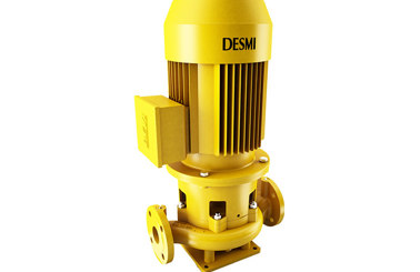 Gul DESMI centrifugalpumpe til væskehåndtering, med flangetilslutninger.
